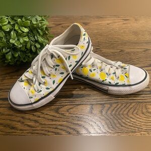 Converse All Star Low Top Lemon Print Little Girl Shoes Sz 12
